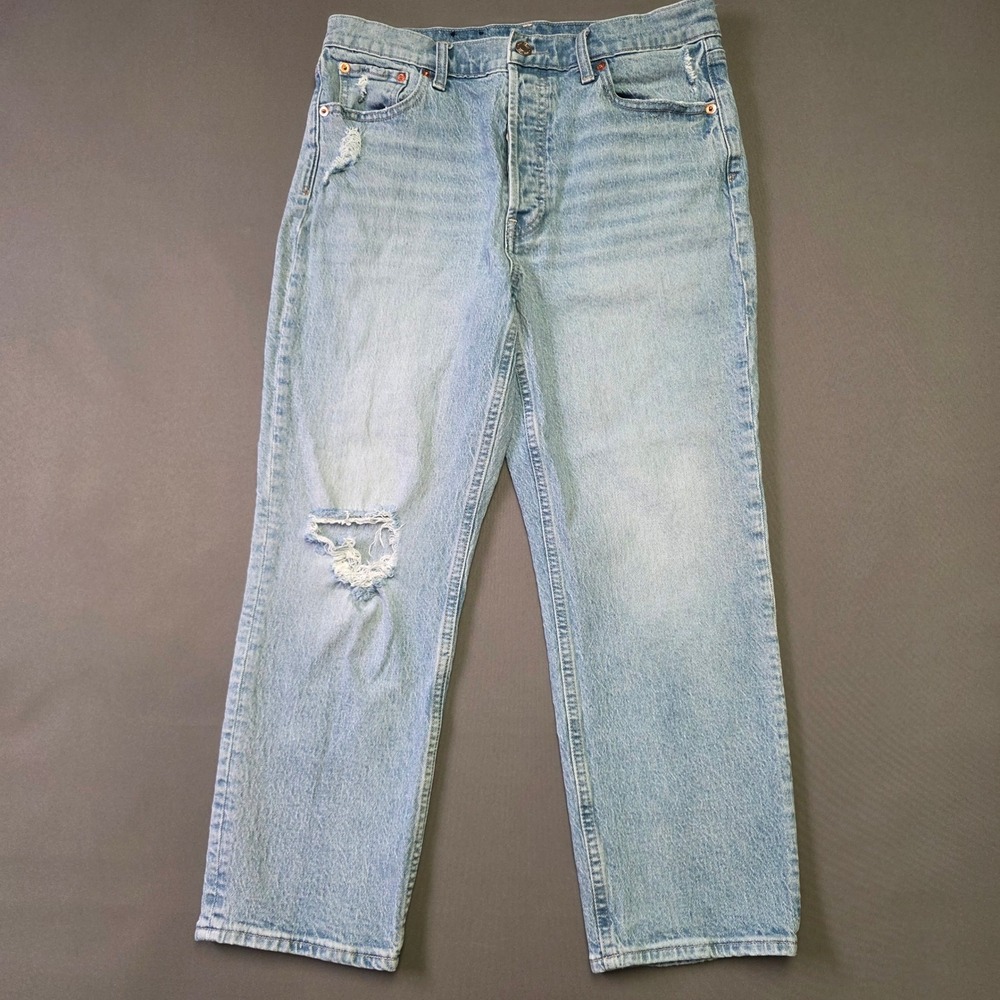 Gap Cheeky Straight Jeans Womens 30/10P Light Wash Distressed High Rise